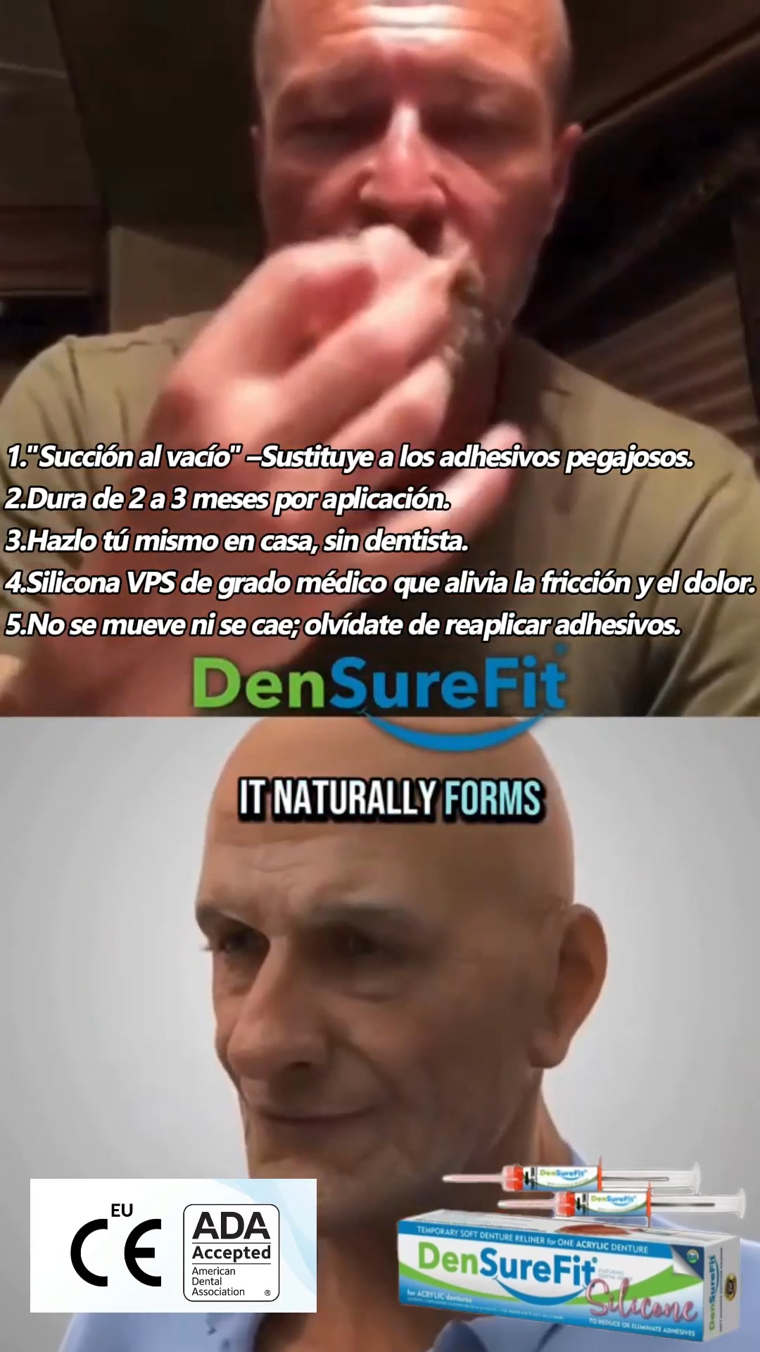 ¡Deja de "beber" pegamento dental! Pásate al vacío. Ahorra miles de pesos en ajustes dentales y adhesivos inútiles.