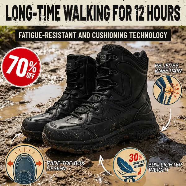 （Military-grade Protection）Men's Combat Boots Orthopedic Support Hiking Boots Waterproof Anti-Puncture Work Boots Lightweight Motorcycl