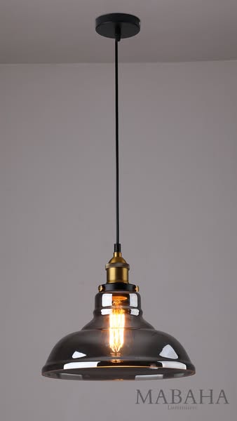 Suspension luminaire verre fumé ASWAD