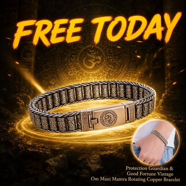 𝐅𝐑𝐄𝐄 𝐓𝐎𝐃𝐀𝐘 Rotating Om Mani Copper Bracelet