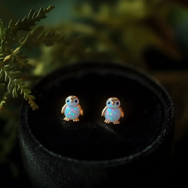 Little Opal Penguin Stud Earrings