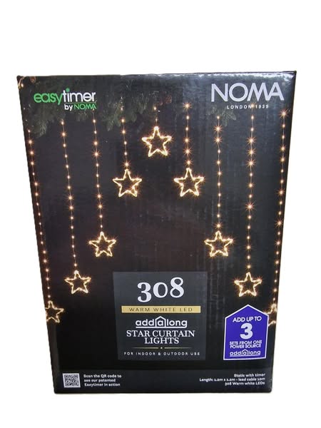NOMA 1.2m x 1.2m Star Curtain Lights - 308 Bright White LEDs - Christmas Tree World