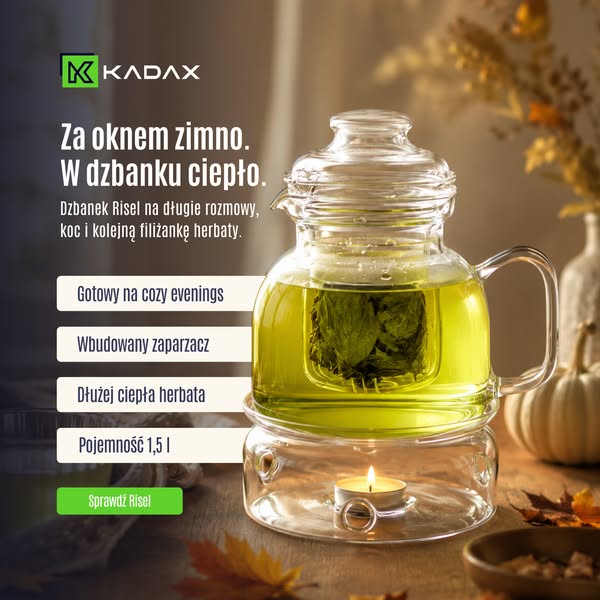Dzbanek żaroodporny z podgrzewaczem Risel 1.5L + zaparzacz