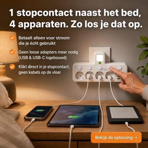 PlugMaster Connect – Stekkerdoos met USB & USB-C + Nachtlampje