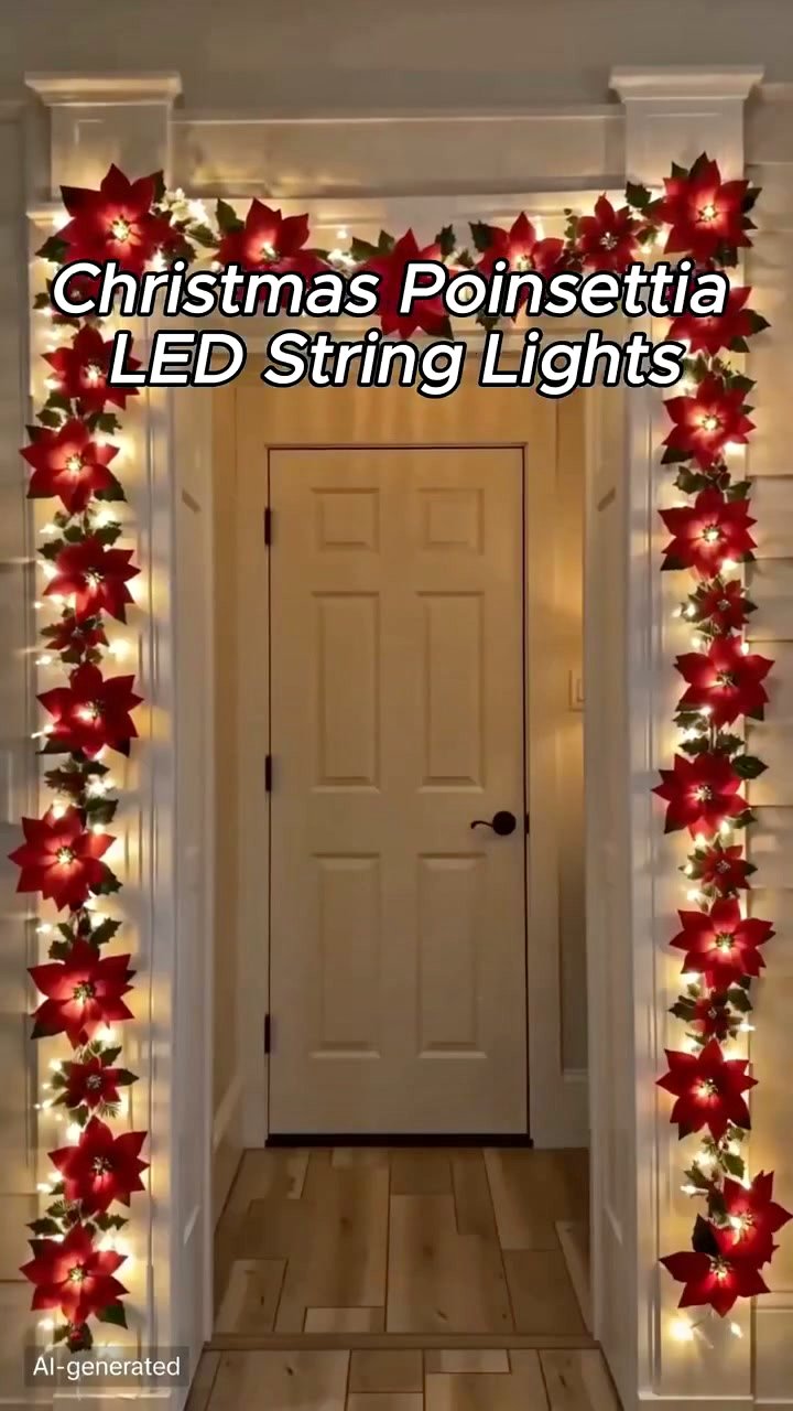 Christmas Poinsettia LED Garland String Lights