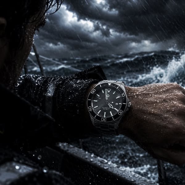 Raindrops, rough waves, endless dark underwater environments—this watch handles them all perfectly