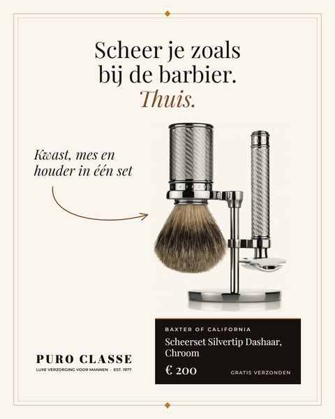 Baxter of California Scheerset Silvertip Dashaar, Chroom
