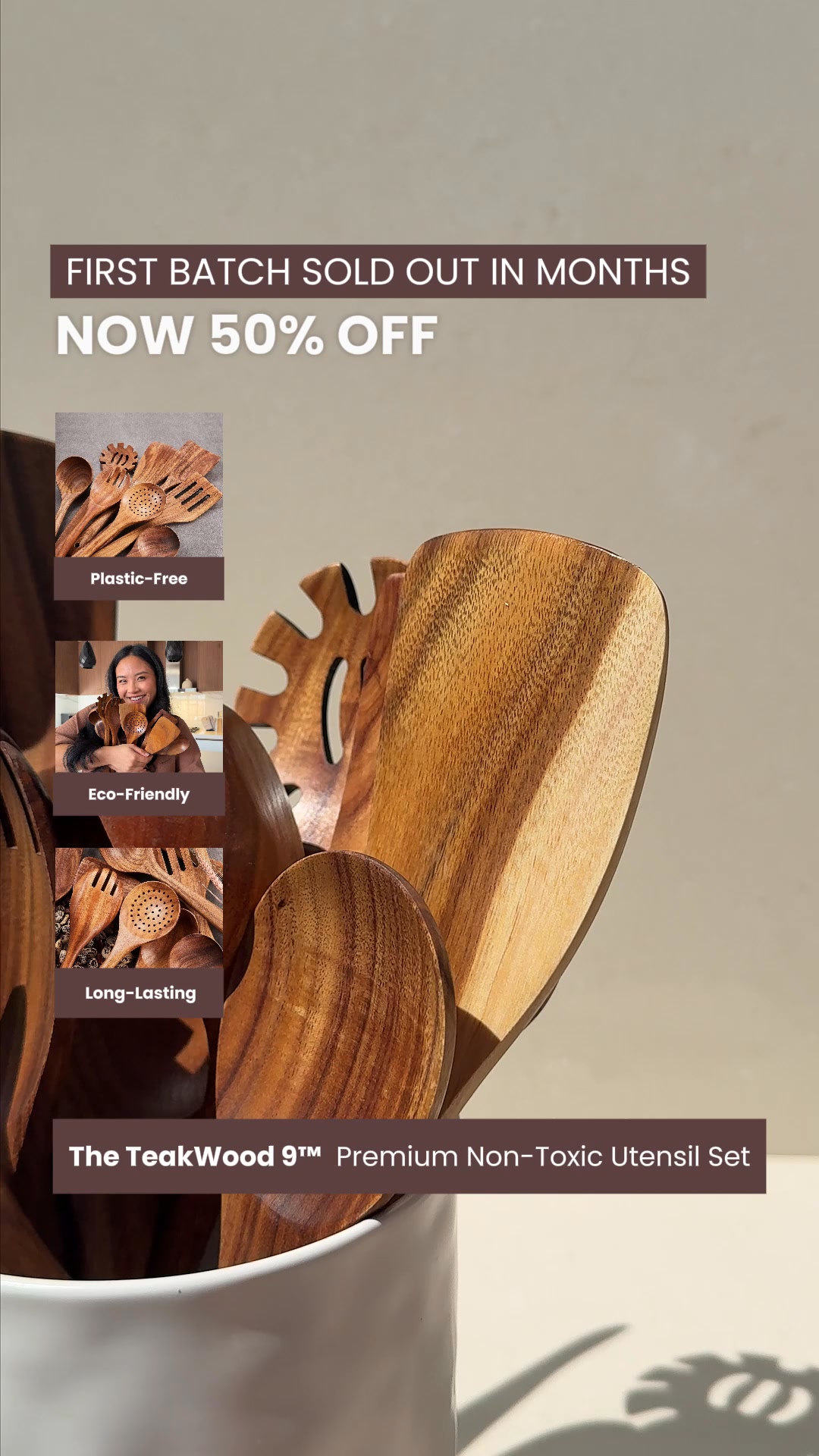 50% OFF Best-Selling Non-Toxic Teak Kitchen Utensils