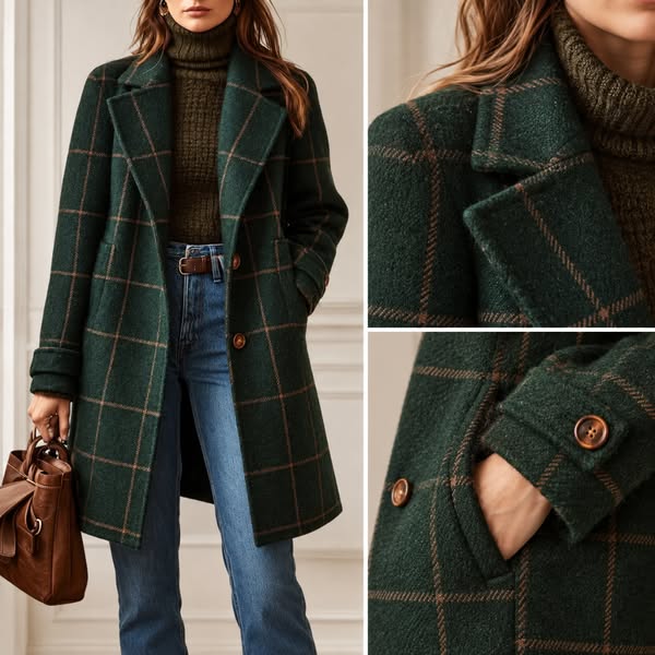 Sabina | Cappotto lungo in tweed a quadri